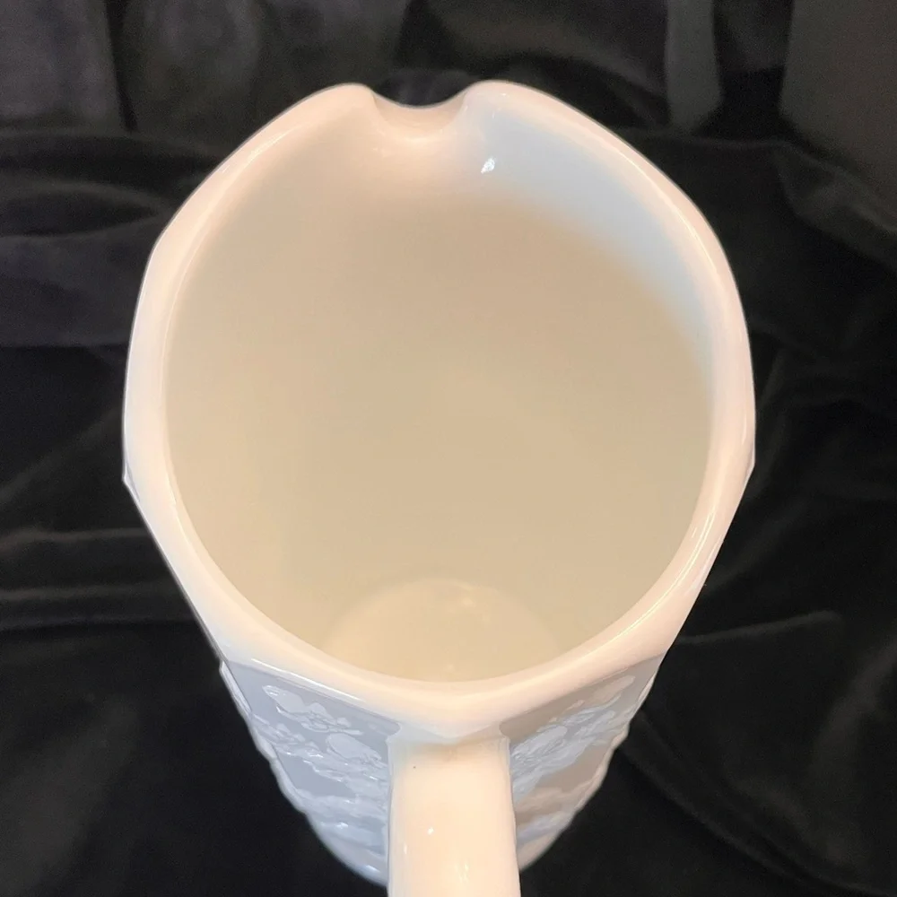 Westmoreland Milk Glass Paneled Grape Footed Pitcher Vintage MCM Water Vase